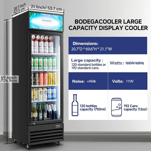 Miniatura 2 de Refrigerador y enfriador de bebidas comercial BODEGA BODEGACOOLER, refrigerador comercial para mercancía con luz LED suave, estantes ajustables