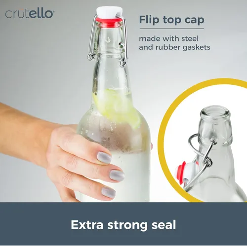 Miniatura 3 de Crutello Botellas de cerveza de vidrio transparente de 16 onzas para elaboración de cerveza, kombucha, soda, jugo, paquete de 12 botellas de vidrio