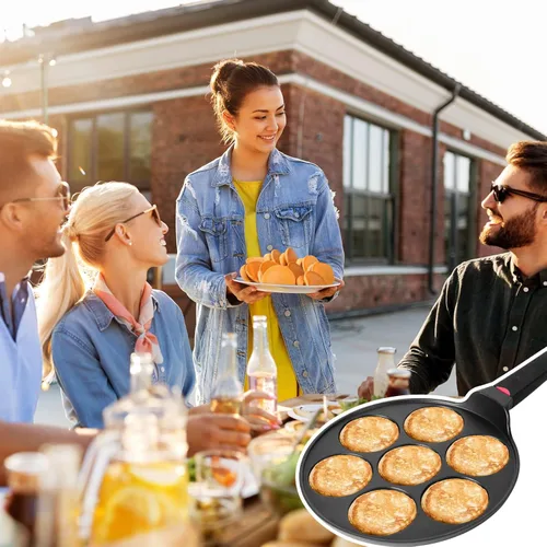 Miniatura 7 de Sartén para hacer panqueques antiadherente compatible con inducción, 10.5 pulgadas Mini sin adherencia de plata dólar parrilla Blini plancha