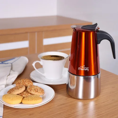 Miniatura 3 de Any Morning Olla Moka de acero inoxidable, cafetera espresso para estufa de 6 tazas/10 onzas, compatible con inducción, cafetera italiana cubana
