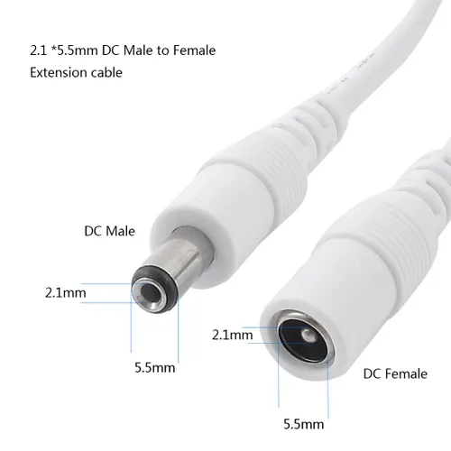 Miniatura 2 de 4pcs 6.6 ft/6.56Feet DC Cable de extensión de 12V DC adaptador de alimentación Cable de extensión de enchufe 0.217 in x 0.083 in macho a hembra