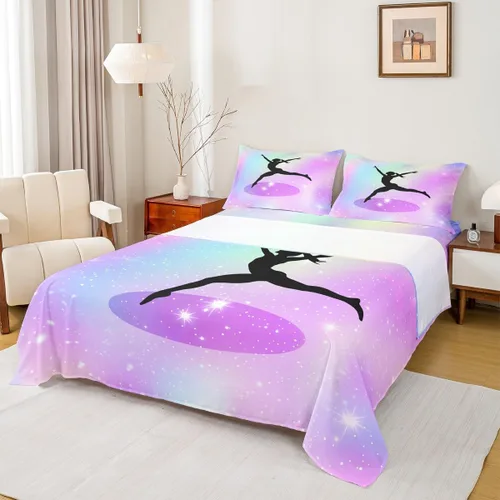 Miniatura 11 de Juego de sábana bajera ajustable de teñido anudado para niñas, juego de ropa de cama con diseño de arco iris degradado de arcoíris, lindo juego
