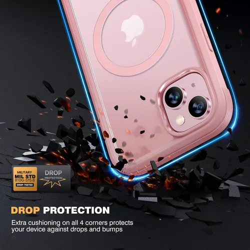 Miniatura 3 de Diaclara - Funda diseñada para iPhone 15 Plus de 6.7 pulgadas, compatible con MagSafe, magnética y resistente, con protector de pantalla Rosa