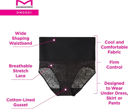 Miniatura 5 de Maidenform Ropa interior moldeadora de cintura alta para mujer, braga moldeadora con control de abdomen, bragas de control firme