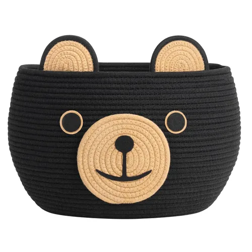 CherryNow Woven Rope Basket, Bear Baskets for Gifts Empty, Large Storage Basket for Living Room Nursery, Decorative Animal Baskets with Handles,