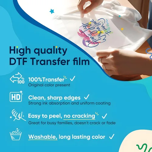 Miniatura 2 de NGOODIEZ Hojas de película de transferencia DTF A4 de 8.5 x 11 pulgadas, 25 hojas, papel DTF prémium para impresora DTF, revestimiento brillante