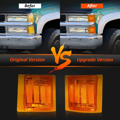 Miniatura 4 de Bestview - Conjunto de luz de giro frontal, luz de esquina, reflector de marca lateral superior e inferior, carcasa cromada, lente ámbar compatible