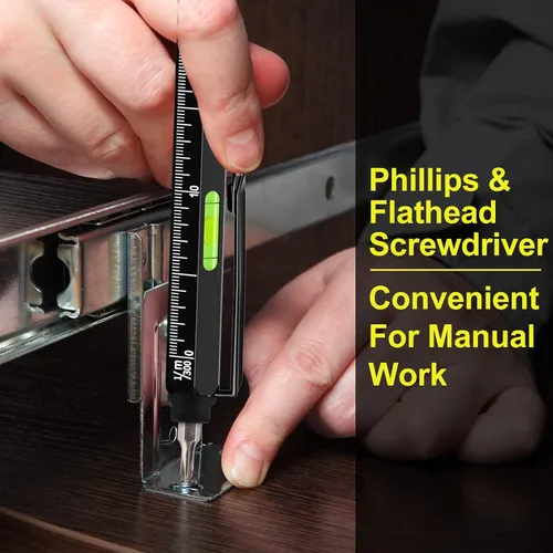 Miniatura 5 de Juego de bolígrafos multiherramienta 11 en 1 con LED, lápiz capacitivo, nivel, destornillador, cabeza plana, regla, regalos para hombres, él, papá