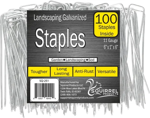 Miniatura 11 de Squirrel Products Estacas de jardín de acero galvanizado, grapas de césped de 6 pulgadas, estacas de calibre 11, 0.114 in, 5.9 x 1.0 x 5.9 in