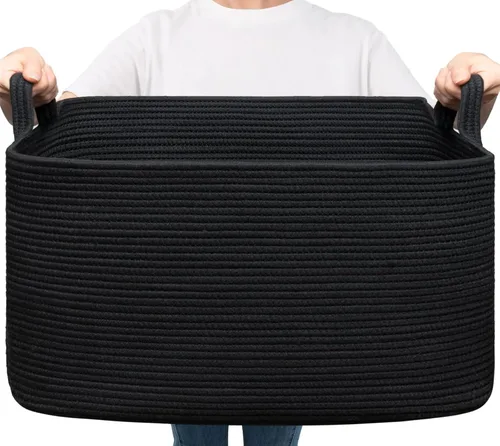 Miniatura 43 de Goodpick Cesta Grande de Almacenamiento de Juguetes, Cestas de Cuerda de Algodón Gris Contenedor de Almacenamiento de Juguetes para Bebé, Niños