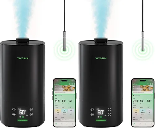 Miniatura 7 de VIVOSUN AeroStream H09 Humidificador Inteligente Wi-Fi, Humidificador de 2.38 Gal / 9 L con Sonda de Temperatura y Humedad, Control Remoto