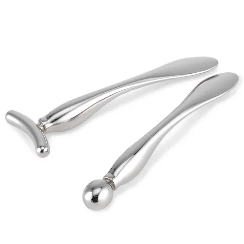 Miniatura 6 de LISAPACK Varita aplicadora de crema de ojos de metal, herramienta masajeadora para masaje facial, reduce la hinchazón (champán)