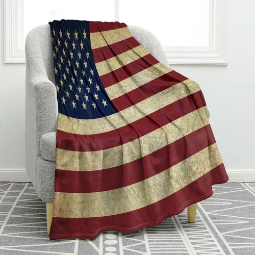 Jekeno Manta de regalo con la bandera estadounidense para hombres y mujeres, mantas de bandera de Estados Unidos para adultos, niños y niñas, Día de