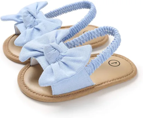 Miniatura 5 de COSANKIM Sandalias de verano para bebés y niñas con suela suave de flores, zapatos de vestir para cuna, recién nacidos, para recién nacidos