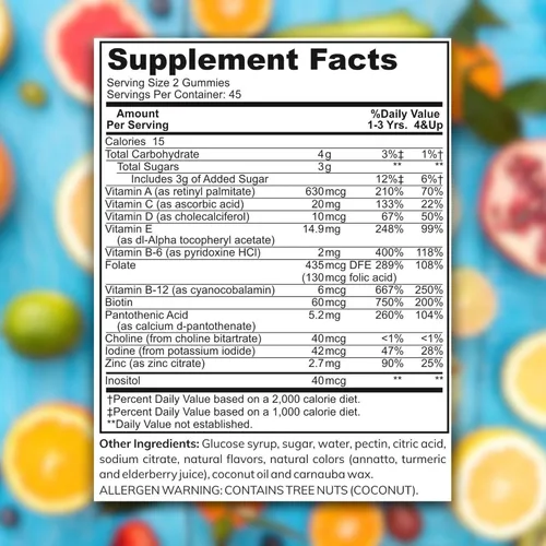 Miniatura 2 de Zaytun Vitaminas halal para niños, gomitas multivitamínicas, vitamina A, C, D, E, B6, B12, biotina, vegetariana, sin gelatina, sin gluten, sin