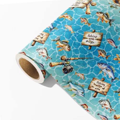Miniatura 15 de Dtiafu Papel de regalo para baby shower para bebé niño – 12 hojas de papel de regalo azul bebé con patrón de oso estrella, pastel, luna y dulces