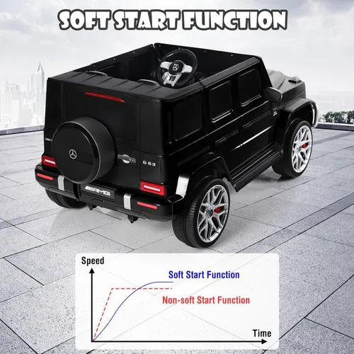 Miniatura 9 de OLAKIDS Auto eléctrico Mercedes Benz G63 de 12 V con licencia y control remoto, puertas dobles abiertas, música, Bluetooth, 2 velocidades
