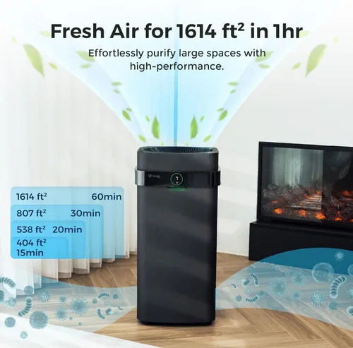 Miniatura 2 de Airdog Purificador de aire X5+ para habitaciones grandes de hasta 1614 pies cuadrados, control de aplicación inteligente, monitor de calidad
