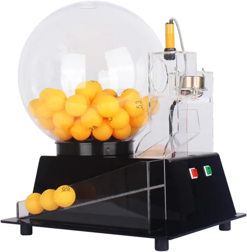 Máquina automática de dibujo de lotería, incluye jaula de bingo acrílica, bola de 60 piezas, máquina de dibujo de lotería automática de acrílico