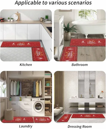 Miniatura 6 de Tapete de baño rojo de Navidad para bañera, antideslizante, secado rápido y absorbente, tierra de diatomeas, fregadero de cocina, lavable, tapete