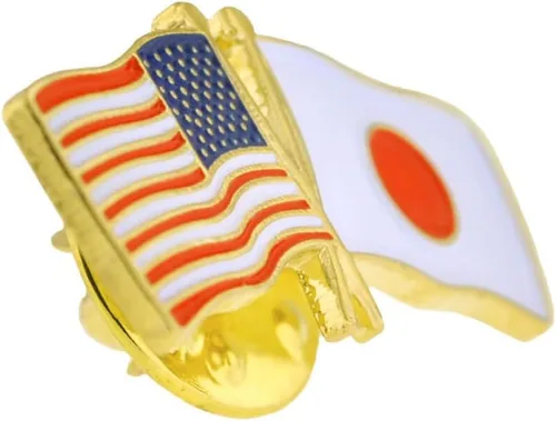 Miniatura 156 de PinMart Pin de solapa esmaltado con bandera de la amistad cruzada de Estados Unidos y el mundo