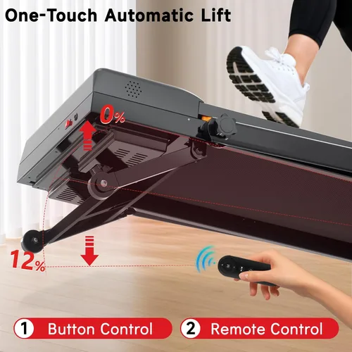 Miniatura 4 de Walking Pad Treadmill with Incline and Handle Bar, 7.5MPH Under Desk Foldable Treadmill for Home Office with Remote Control Negro azabache