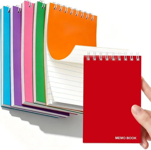 Koogel Paquete de 6 cuadernos de bolsillo de 3 x 5 pulgadas, mini bloc de notas en espiral encuadernado en la parte superior, blocs de notas