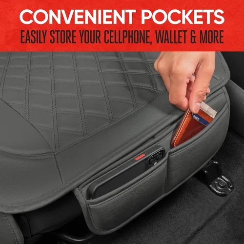 Miniatura 3 de Motor Trend Funda para Asiento Trasero - Funda de Asiento Trasero de Cuero Sintético Beige con Costuras en Diamante para Coches, Camiones, SUV
