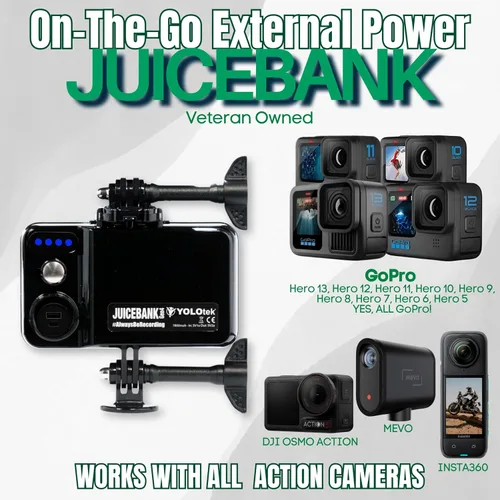 Miniatura 6 de YOLOtek JUICEBANK 7800mAh - Propiedad de veteranos - Cargador portátil para paquete de batería GoPro Hero 13, 12, 11, 10, 9 DJI, Insta360, MEVO