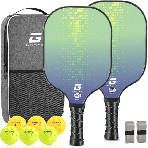 Miniatura 9 de GARYE Juego de 2 palas de pickleball aprobadas por USAPA, juego de pickleball de fibra de carbono, raquetas ligeras de pickleball, paquete de 2