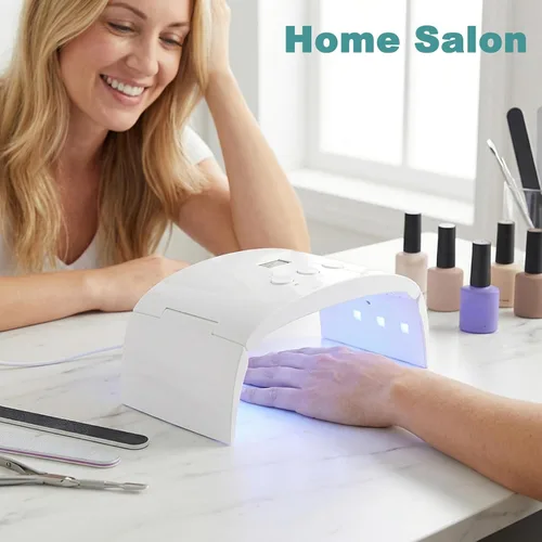 Miniatura 2 de Lámpara de uñas LED UV espaciosa secadora de luz de curado plegable para esmalte de uñas de gel (lámpara blanca pro)