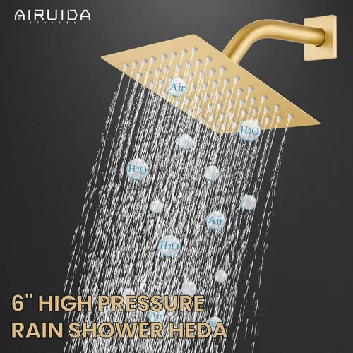 Miniatura 9 de Airuida Juego de grifo de ducha con boquilla de bañera, juego completo de grifo de bañera con válvula de latón macizo y cabezal de ducha cuadrado