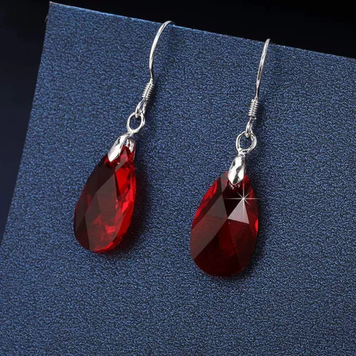 Miniatura 18 de Aretes colgantes de cristal austriaco con forma de lágrima para mujer, joyería hipoalergénica de plata de ley 925