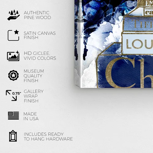 Miniatura 7 de Wynwood Studio Lienzo decorativo para pared con texto en inglés «What's On My Mind Navy Custom», decoración del hogar, 24 x 36 pulgadas, azul, dorado