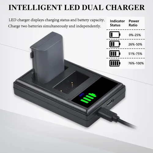 Miniatura 2 de Paquete de 3 baterías NB-2L NB-2LH y cargador USB dual NB2L para Canon DC301, DC310, DC320, DC330, DC410, DC420, Elura 40, 50, 60, 65, 70, 80, 85