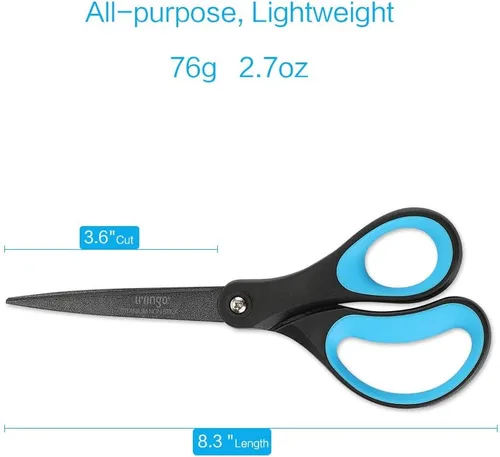 Miniatura 2 de LIVINGO Paquete de 2 tijeras antiadherentes de titanio de 8 pulgadas, agarre cómodo profesional de acero inoxidable, multiusos, tijeras rectas