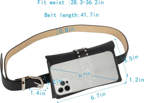 Miniatura 6 de Riñonera con remache punk para mujer, con cinturón, bolsa para teléfono celular, para viajes, entrenamiento, correr, senderismo