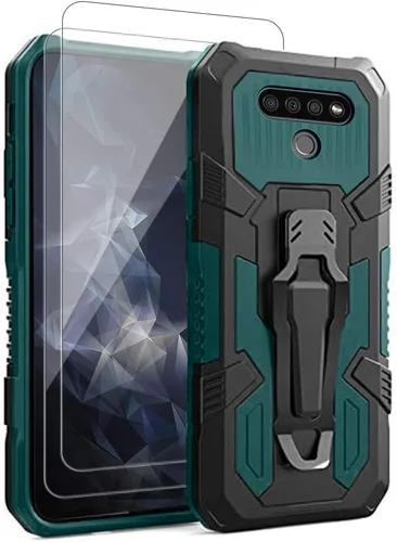 Miniatura 9 de Funda protectora resistente para LG K51, con protector de pantalla de vidrio templado [paquete de 2] resistente grado militar de 15 pies probada