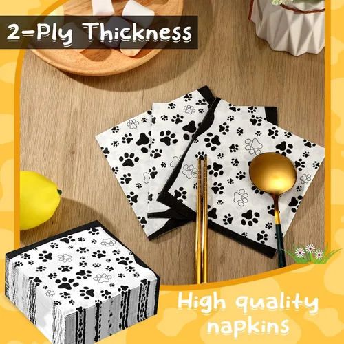 Miniatura 5 de CHENGU 100 servilletas con estampado de patas, 2 capas, suministros de fiesta, suministros de fiesta de animales de granja, para cumpleaños temático