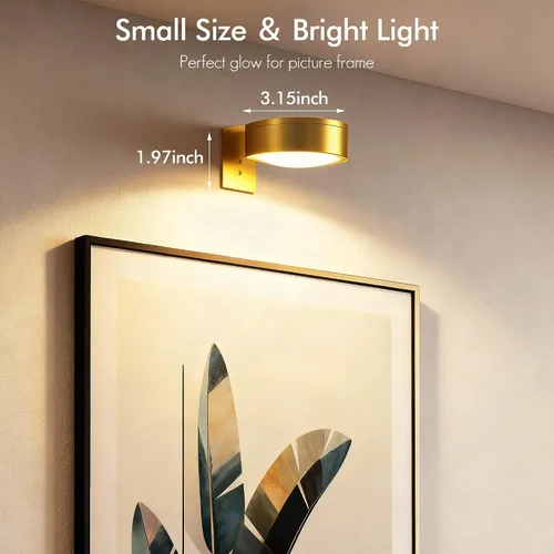 Miniatura 6 de Paquete de 3 luces para cuadros de pared, luz LED para pintura operada por batería recargable con control remoto regulable y temporizador, 3 modos
