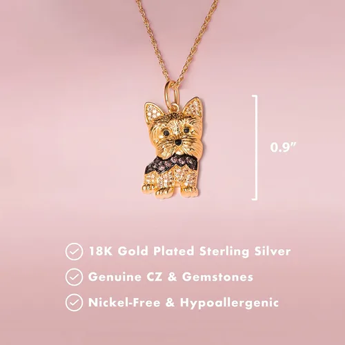Miniatura 4 de SCAMPER & CO Collar con colgante de raza de perro para mujeres y niñas, con piedras preciosas auténticas y circonita cúbica, regalo de joyería