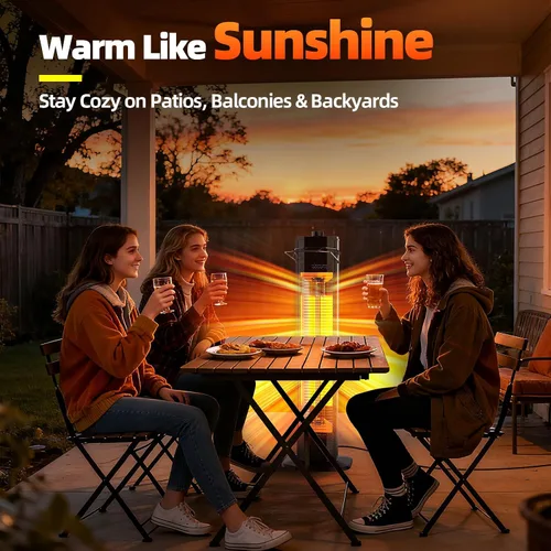 Miniatura 3 de Calentadores de patio para uso al aire libre, Haimmy Calentador eléctrico de infrarrojos de 34 pulgadas de 1500 W para interiores y exteriores con 3