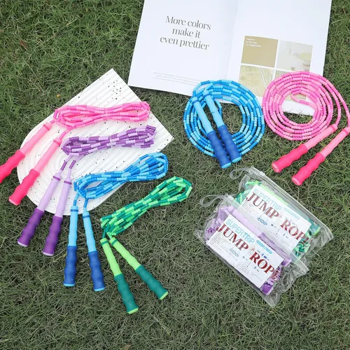 Miniatura 3 de Supertrip Cuerda de saltar para niños, cuerda de saltar con cuentas suaves, ajustable, sin enredos, segmentada para niños y estudiantes
