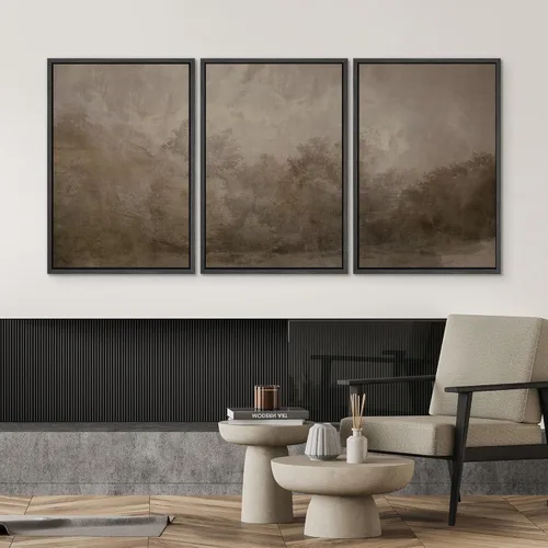 Miniatura 72 de SIGNWIN Lienzo enmarcado para pared, arte con pinceladas de flujo neutro en tonos beige abstractos, ilustraciones, arte moderno, decorativo