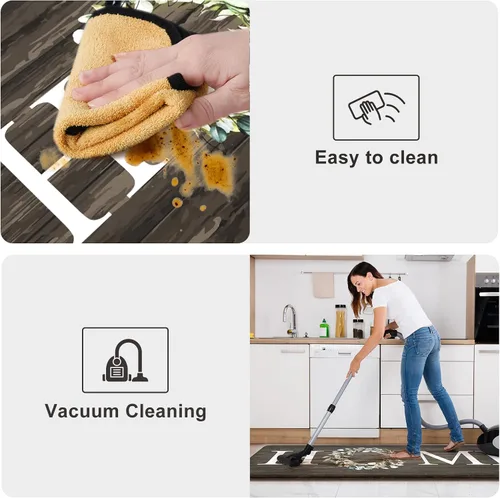 Miniatura 5 de KIMODE Alfombra Antifatiga para Cocina 2 Piezas, Alfombras de Cocina Impermeables y Antideslizantes, Alfombra de Cocina de Estilo Rústico para Piso