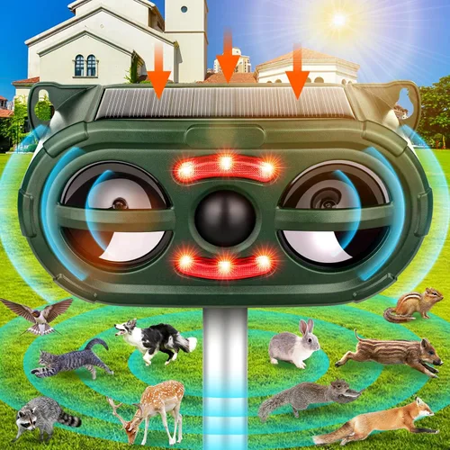 Animal Repellent Outdoor,Solar Pest Animal Repellent Outdoor,Squirrel Repellent,Racoon Repeller,Effective Deer Repellent Devices with Motion Sensor