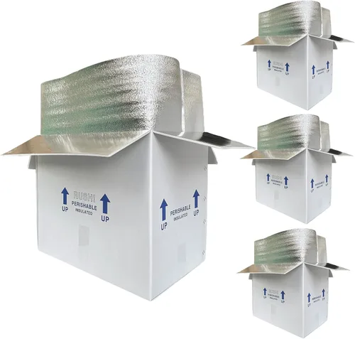 Miniatura 11 de Cajas de envío aisladas de 15 x 10 x 11 pulgadas para alimentos congelados, paquete de 4 cajas de cartón con aislamiento de papel de aluminio, caja