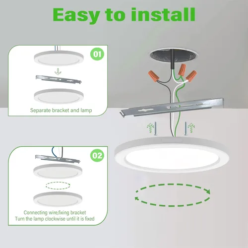 Miniatura 9 de Lámpara de techo de montaje empotrado de 5 pulgadas, regulable, luz de techo LED blanca de 5000 K, lámpara de techo redonda ultrafina para 2-Blanco