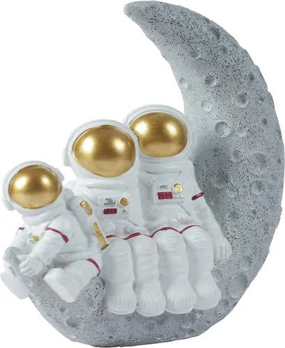 Miniatura 6 de BUTILIVEEN Esculturas familiares de astronautas, familia de 3 figuras de astronautas, decoración de dormitorio con temática espacial, decoración