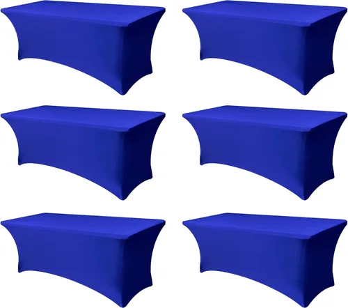 Miniatura 40 de Funda Elástica para Mesa para Mesas Rectangulares de 4 pies - Paquete de 8 Manteles de Spandex Azul Aguamarina con Elástico - Para Mesas Plegables